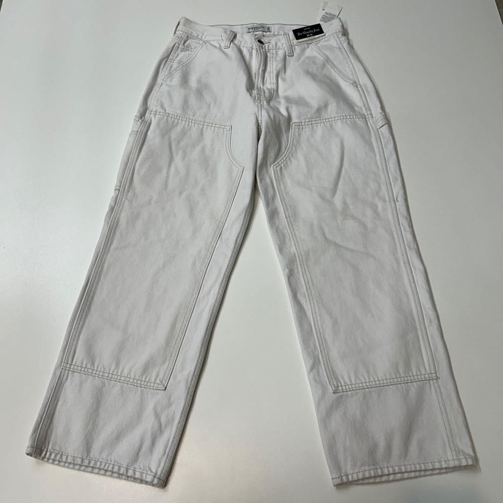 Abercrombie & Fitch Curve Love Slouchy Jean White Carpenter 29 8S 155-386-0612